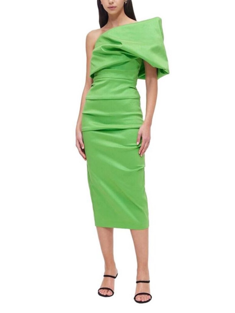 NWT Rachel Gilbert Kat Ruched Midi Dress Green Size US6